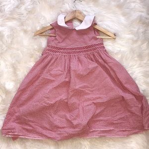 Red gingham smocked dress